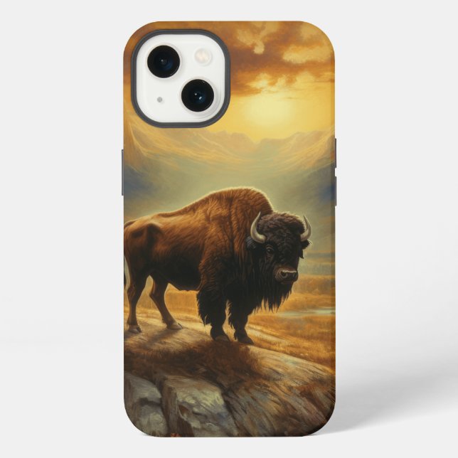 Buffalo Bison Sunset Silhouette iPhone Hülle (Rückseite)