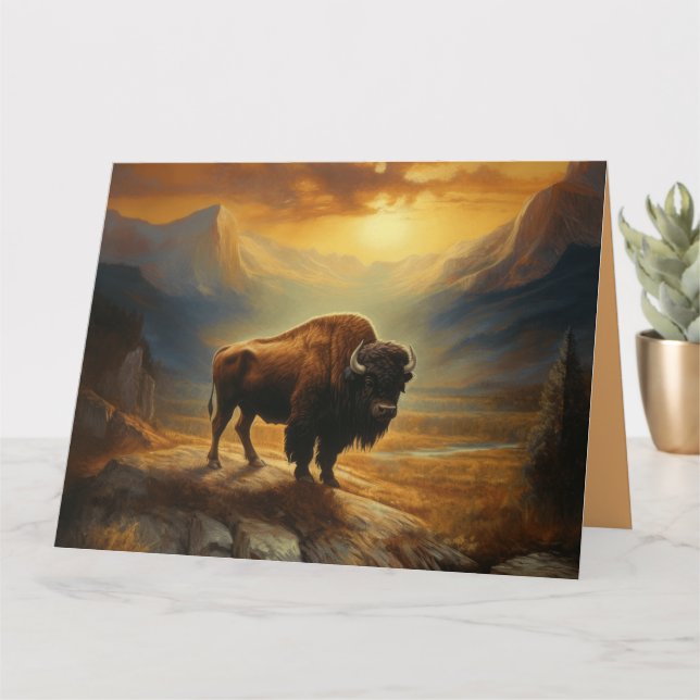 Buffalo Bison Sunset Silhouette Karte (Kleine Pflanze)