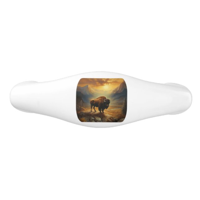 Buffalo Bison Sunset Silhouette Keramik Schubladengriff (Vorderseite)