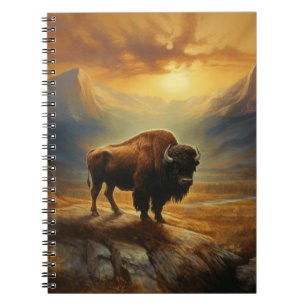 Buffalo Bison Sunset Silhouette Notizblock