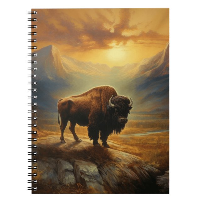 Buffalo Bison Sunset Silhouette Notizblock (Vorderseite)