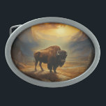 Buffalo Bison Sunset Silhouette Ovale Gürtelschnalle<br><div class="desc">Erleben Sie die ungezähmte Schönheit des amerikanischen Westens mit unserer atemberaubenden Sunset Buffalo Bison Silhouette Art Print. Set vor dem Hintergrund eines strahlenden, bernsteinfarbenen Sonnenuntergangs, ein majestätischer Büffel steht stolz auf den Horizont, dessen prächtige Präsenz durch das goldene Licht verstärkt wird. Dieses atemberaubende Kunstwerk zelebriert den Geist der Wildnis und...</div>