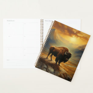 Buffalo Bison Sunset Silhouette Planer