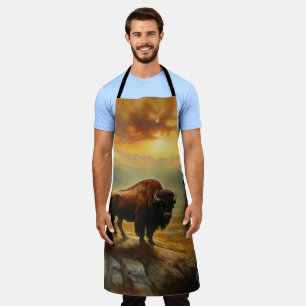 Buffalo Bison Sunset Silhouette Schürze