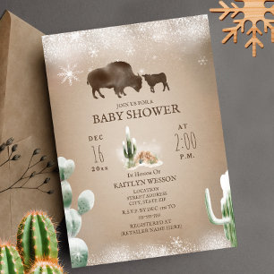 Buffalo Bison Winter Desert Cactus Baby Shower Einladung