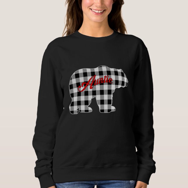 Buffalo Black and White Plaid Auntie Bear Christma Sweatshirt (Vorderseite)