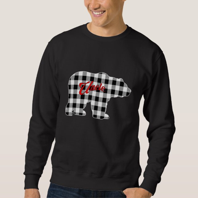 Buffalo Black and White Plaid Uncle Bear Christmas Sweatshirt (Vorderseite)