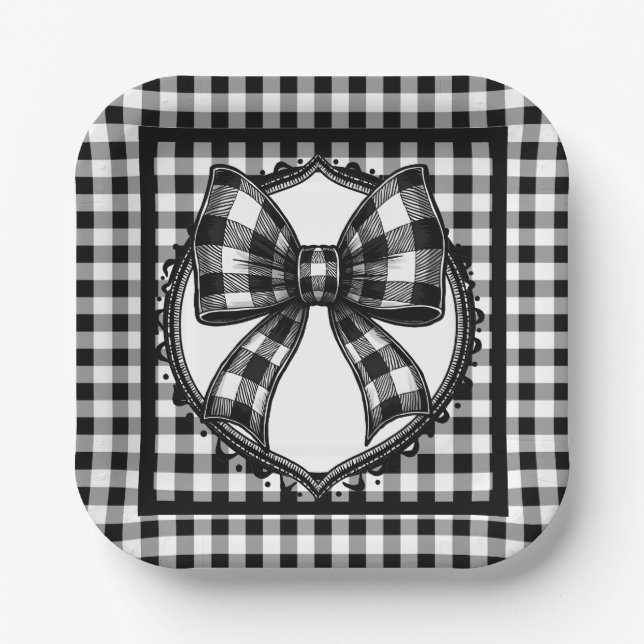 Buffalo Black Plaid Country Bow Pappteller (Vorderseite)