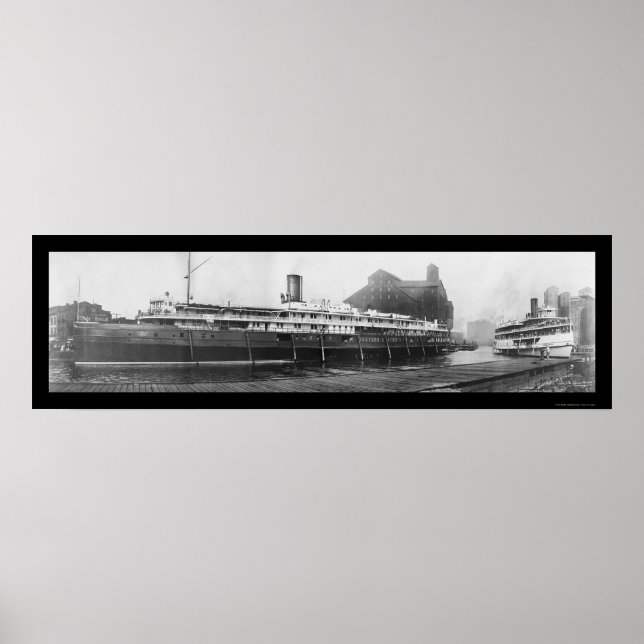 Büffalo Boat Docks, NY Foto 1909 Poster (Vorne)