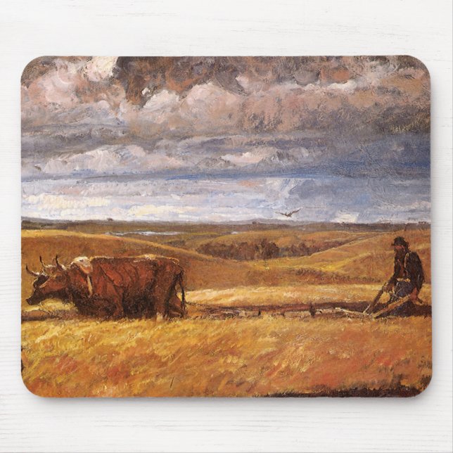 Buffalo Bones Plowinz von Harvey Thomas Dunn Mousepad (Vorne)