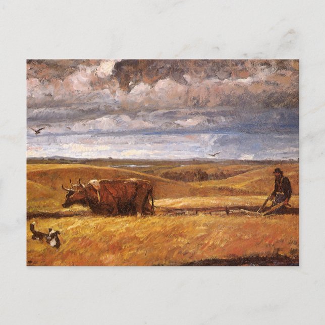 Buffalo Bones Plowinz von Harvey Thomas Dunn Postkarte (Vorderseite)