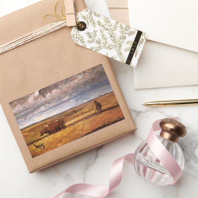 Buffalo Bones Plowinz von Harvey Thomas Dunn Rechteckiger Aufkleber (Schenken)