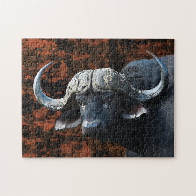 Buffalo bull wilde Tiere Kunst Puzzle (Horizontal)