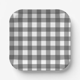 Buffalo Check Plaid Black and White Pappteller
