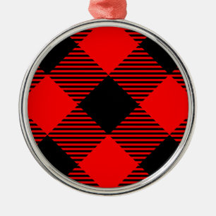 Buffalo Check Red and Black Lumberjack Plaid Decor Ornament Aus Metall