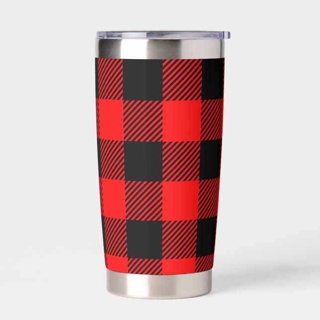 Buffalo Check Red and Black Lumberjack Plaid Decor Thermobecher (Links)