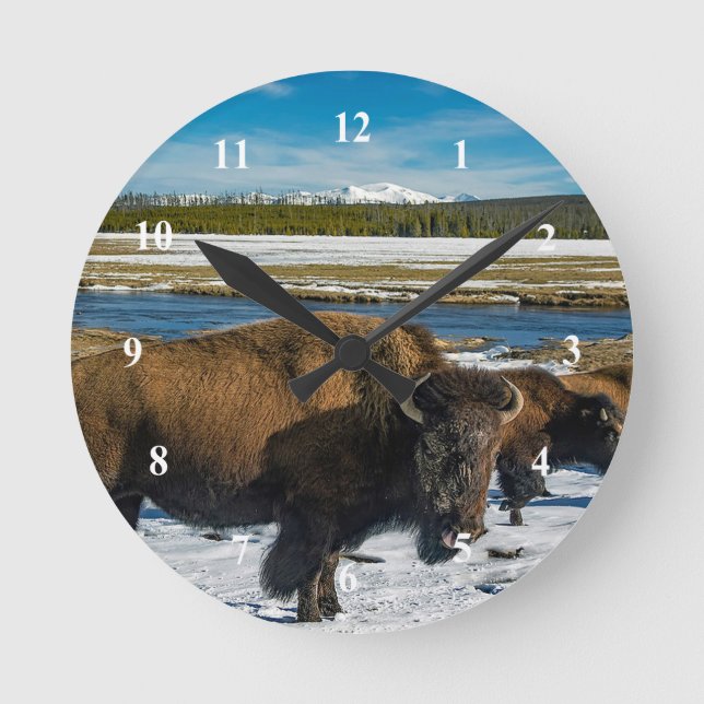 Buffalo Christmas Runde Wanduhr (Vorderseite)