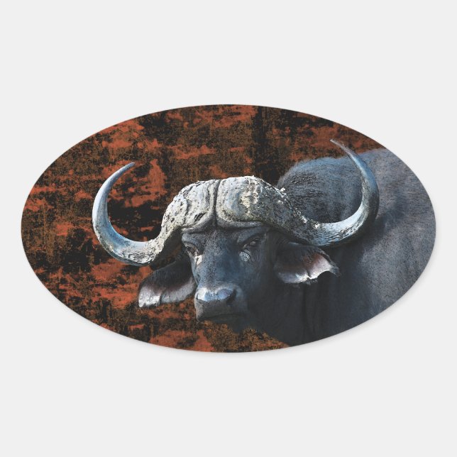 Buffalo Fantasy Art Ovaler Aufkleber (Vorderseite)