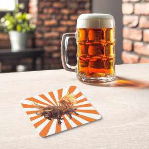 Buffalo Flügel mit orangefarbener Sternexplosion Rechteckiger Pappuntersetzer