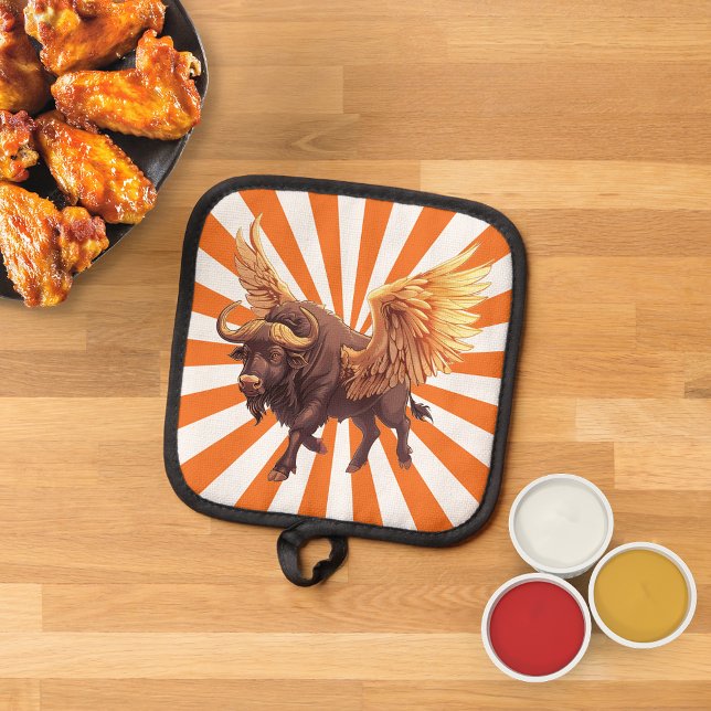 Buffalo Flügel mit orangefarbener Sternexplosion Topflappen (Von Creator hochgeladen)