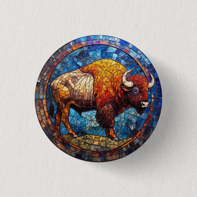 Büffalo gestettete Glaskunstwerke Button (Vorderseite)