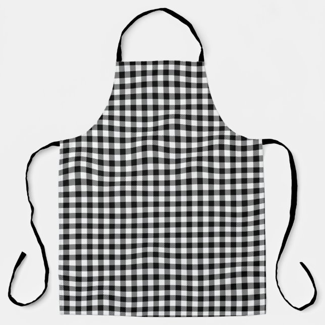 Buffalo Gingham Black and White Karo Kariert Schürze (Vorderseite)