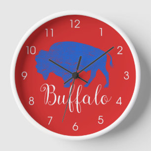 Buffalo Grunge Distressed Blue Red New York 716 Cl Uhr