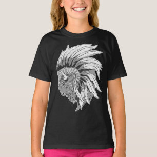 Buffalo Head mit indianischer Hitze Kinder T - Shi T-Shirt