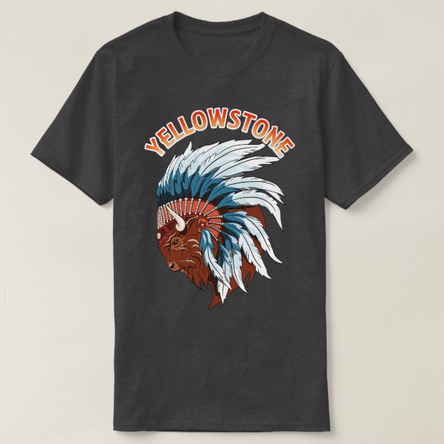 Buffalo Head Yellowstone Wildlife T-Shirt (Design vorne)