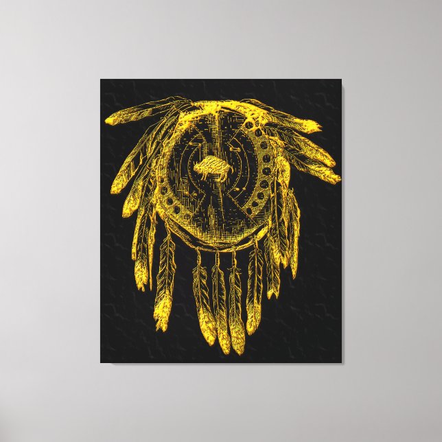Buffalo Hide Shield 1 Wrapped Canvas Leinwanddruck (Vorderseite)