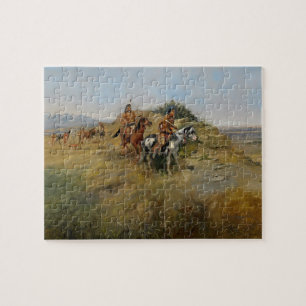 Buffalo Hunt, 1891 (Öl auf Leinwand) Puzzle