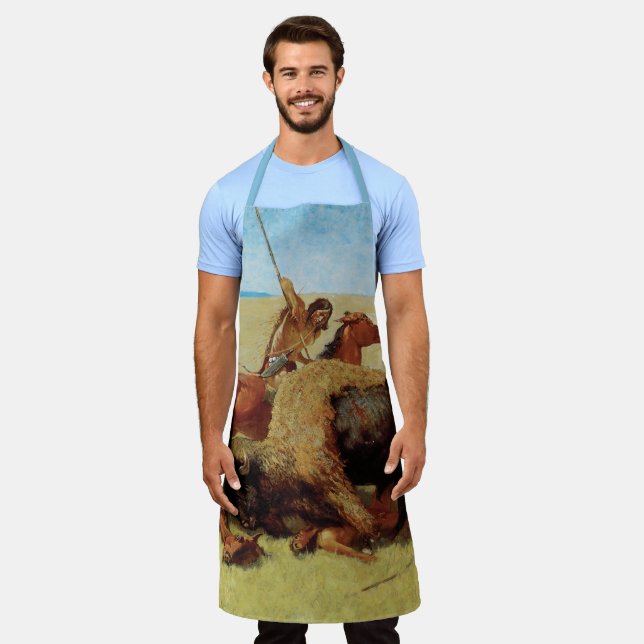 Buffalo Hunt by Remington, Vintager Indianer Schürze (Getragen)