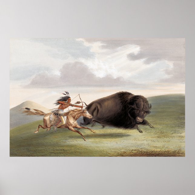 Buffalo Hunt, Chase (1884), Chromolithographie von Poster (Vorne)