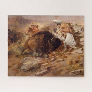 Buffalo Hunt Native American Hunters C M Russell Puzzle