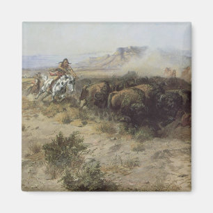 Buffalo Hunt Nr. 26 von CM Russell, Vintage Amerik Magnet