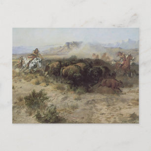Buffalo Hunt Nr. 26 von CM Russell, Vintage Amerik Postkarte
