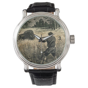 Buffalo Hunt Wild West Frontiersman Natur Armbanduhr