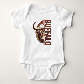 buffalo illustration with typo design baby strampler