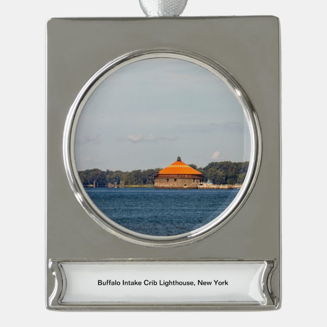Buffalo Intake Crib Lighthouse Banner-Ornament Silber (Vorderseite)