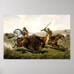 Buffalo Jagd in den USA Poster