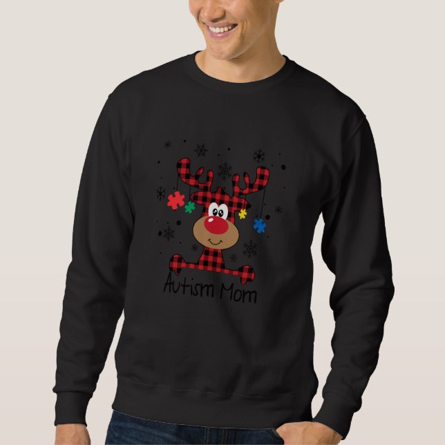 Buffalo Kariert Autism Mama Reindeer Autism Mama C Sweatshirt (Vorderseite)