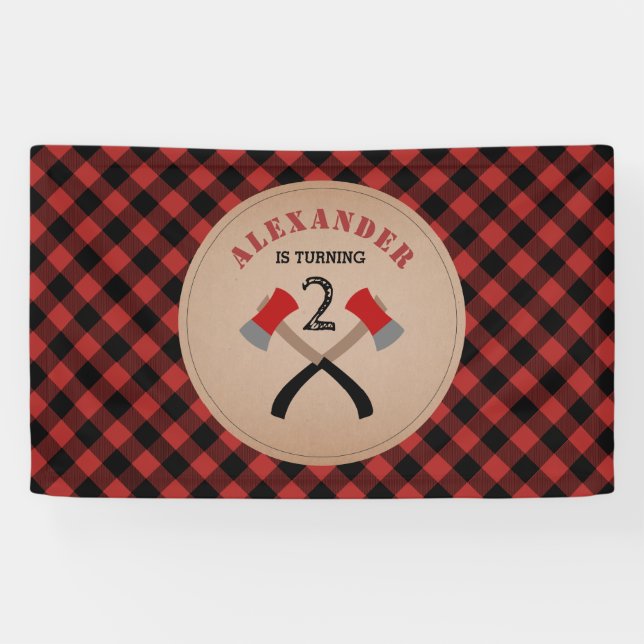 Buffalo Kariert Ax Lumberjack Geburtstag Banner (Horizontal)