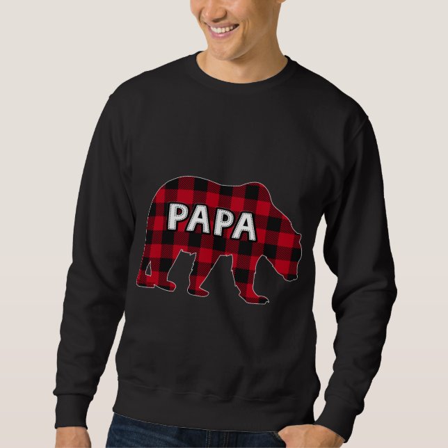 Buffalo Kariert Bären Weihnachten Pajama Matching  Sweatshirt (Vorderseite)