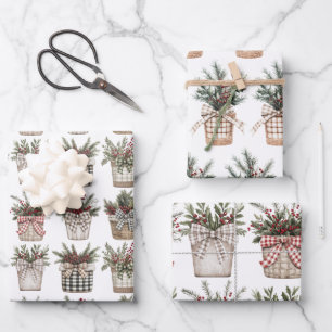 Buffalo Kariert Basket   Weihnachten im Bauernhof Geschenkpapier Set