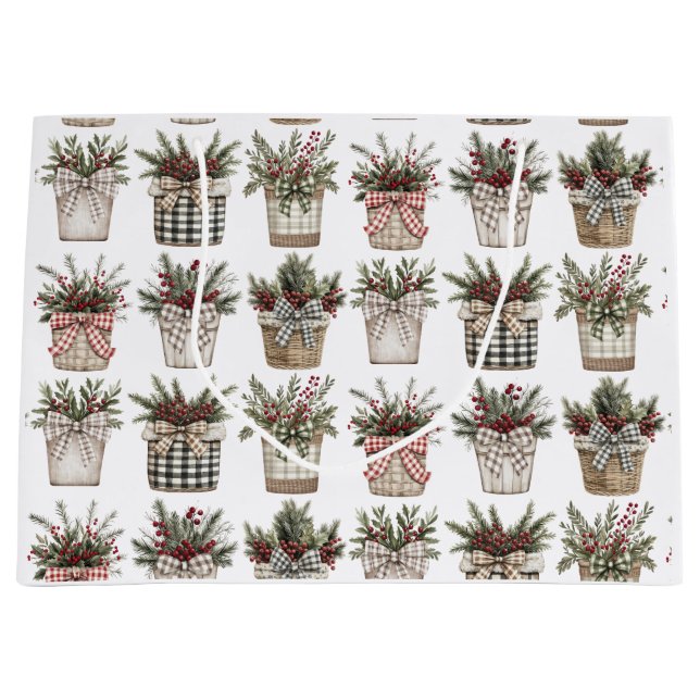 Buffalo Kariert Basket | Weihnachten im Bauernhof Große Geschenktüte (Vorderseite)