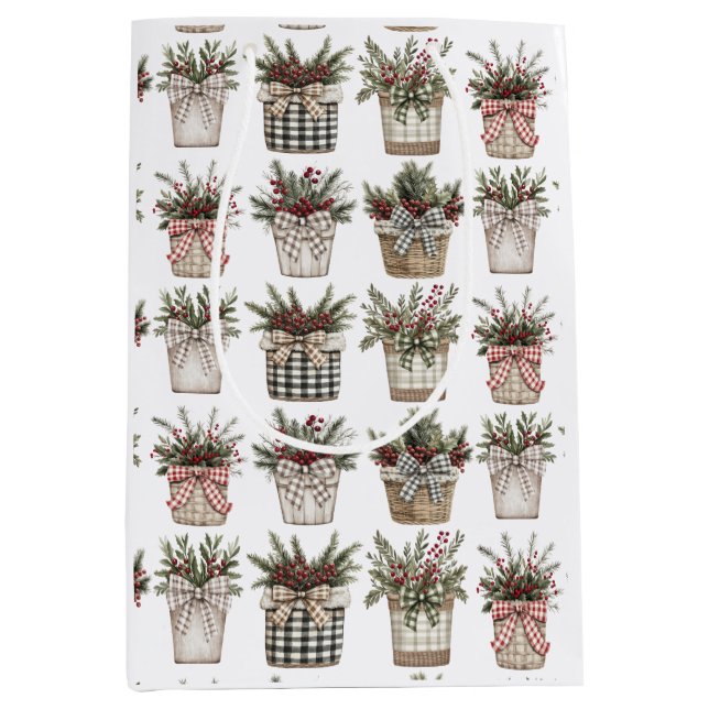 Buffalo Kariert Basket | Weihnachten im Bauernhof Mittlere Geschenktüte (Vorderseite)