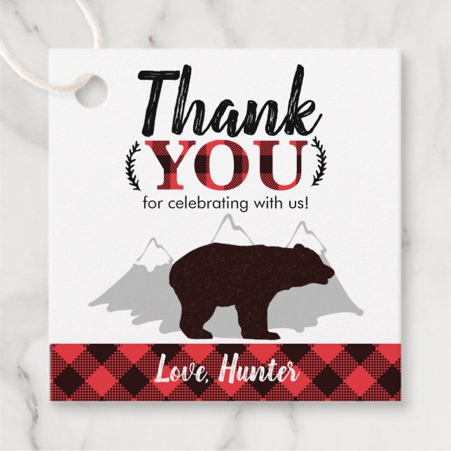Buffalo Kariert Bear Lumberjack Geburtstag Geschenkanhänger (Vorderseite)
