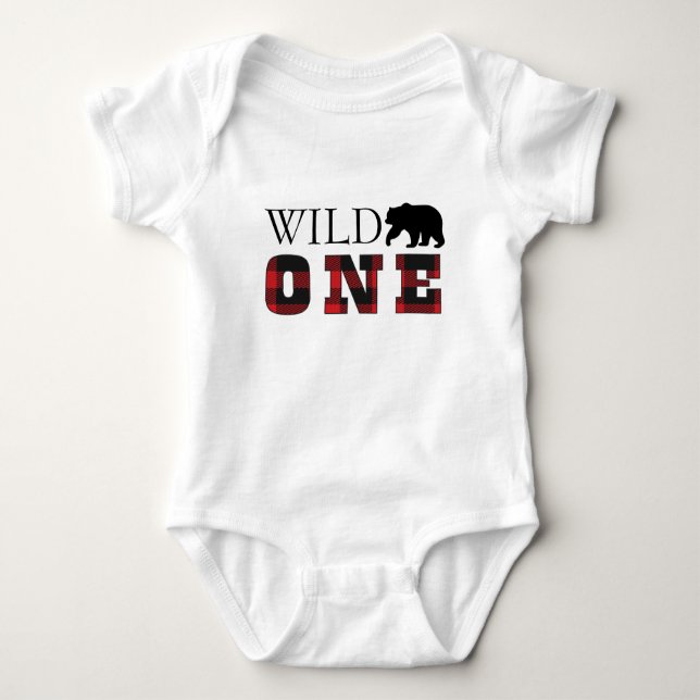 Buffalo Kariert Birthday Bodysuit Baby Strampler (Vorderseite)