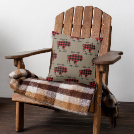 Buffalo Kariert Bison on Tan Reversible Kissen