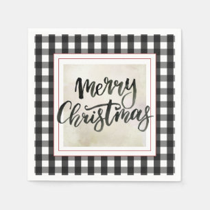 Buffalo Kariert Black and White Christmas Paper Serviette